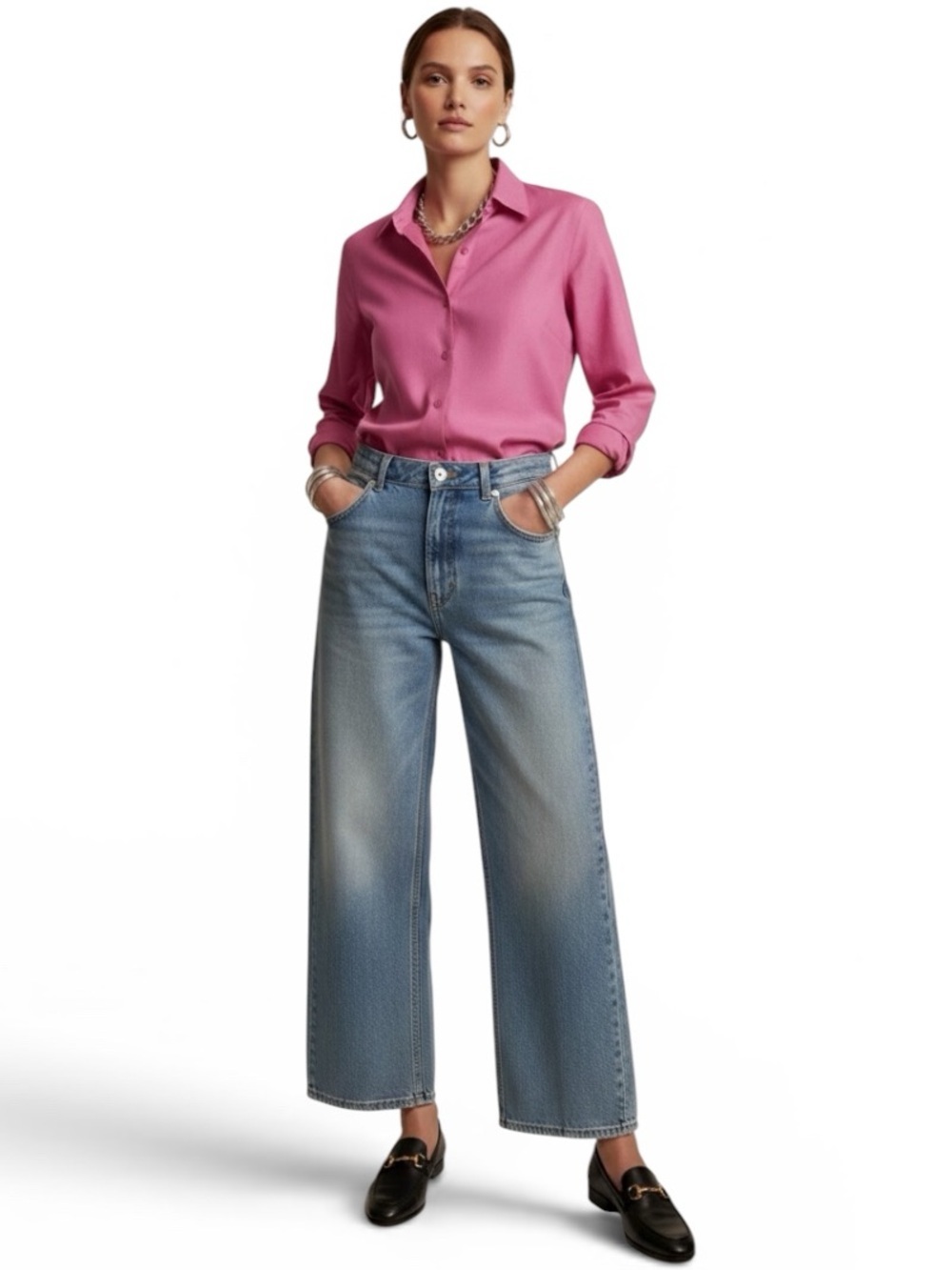 Nina McLemore Sz 6 Cotton No Iron Shirt Pink Long Sleeve Career Casual Travel